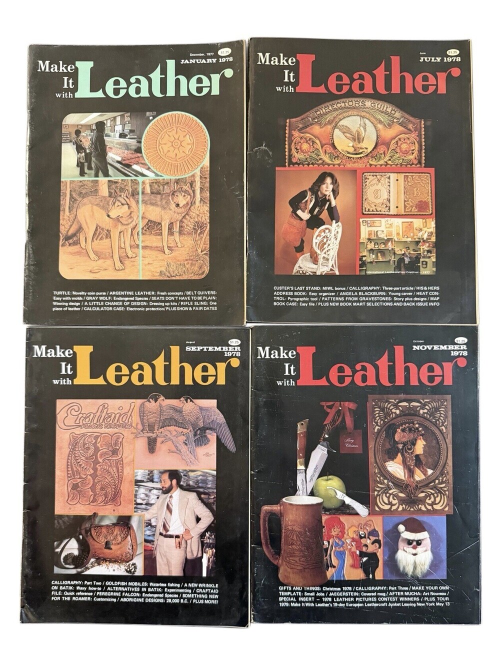 Lot Of Four Vintage Make It With Leather 1979 Magazines With Template Patterns